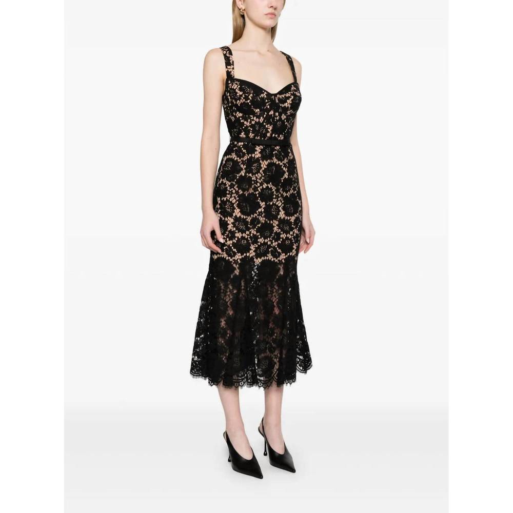 NEW SELF-PORTRAIT fine lace midi dress in black - Picture 4 of 5